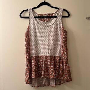 70’s Inspired Anthropologie 9H15 Tank Top, Orange / Brown / White, Size Small S